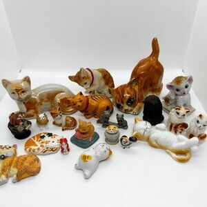 Vtg Orange Ginger Tabby Cat Cats Figurine Lot Collection Sugar Persian Fagan